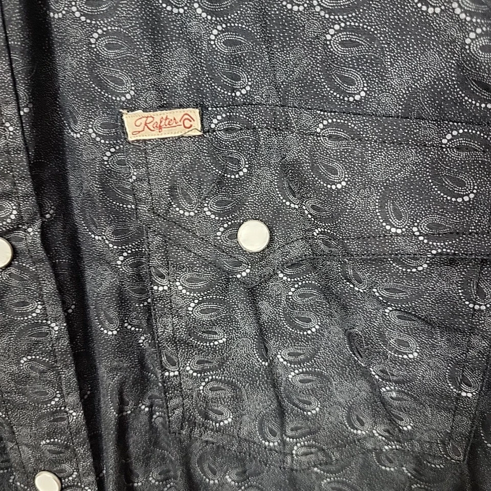 Camisa Occidental Rafter C Colección Vaquera Gris Estampado Paisley Perla A Presión Para Hombres XL Foto 4 de 4