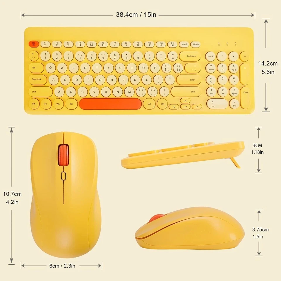 Arcwares Wireless Keyboard and Mouse Combo | Cute 2.4G Ergonomic USB Keyboard - Image 4 of 4