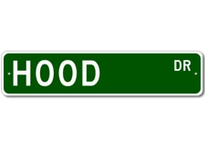 Hood Drive Custom Street Sign Personalized Last Name Aluminum Metal Plaque Decor