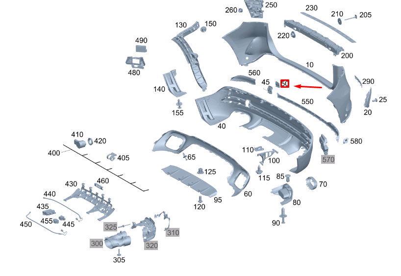 MERCEDES-BENZ GLA H247 Heckstoßstange Abschleppöse Obere Abdeckung A2478856304
