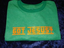 Unisex Youth size 14-16 Got Jesus Green and Orange vinyl T shirt