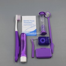 Dental Orthodontic Kit Toothbrush Interdental Brush Floss Sand Timer Wax Mirror