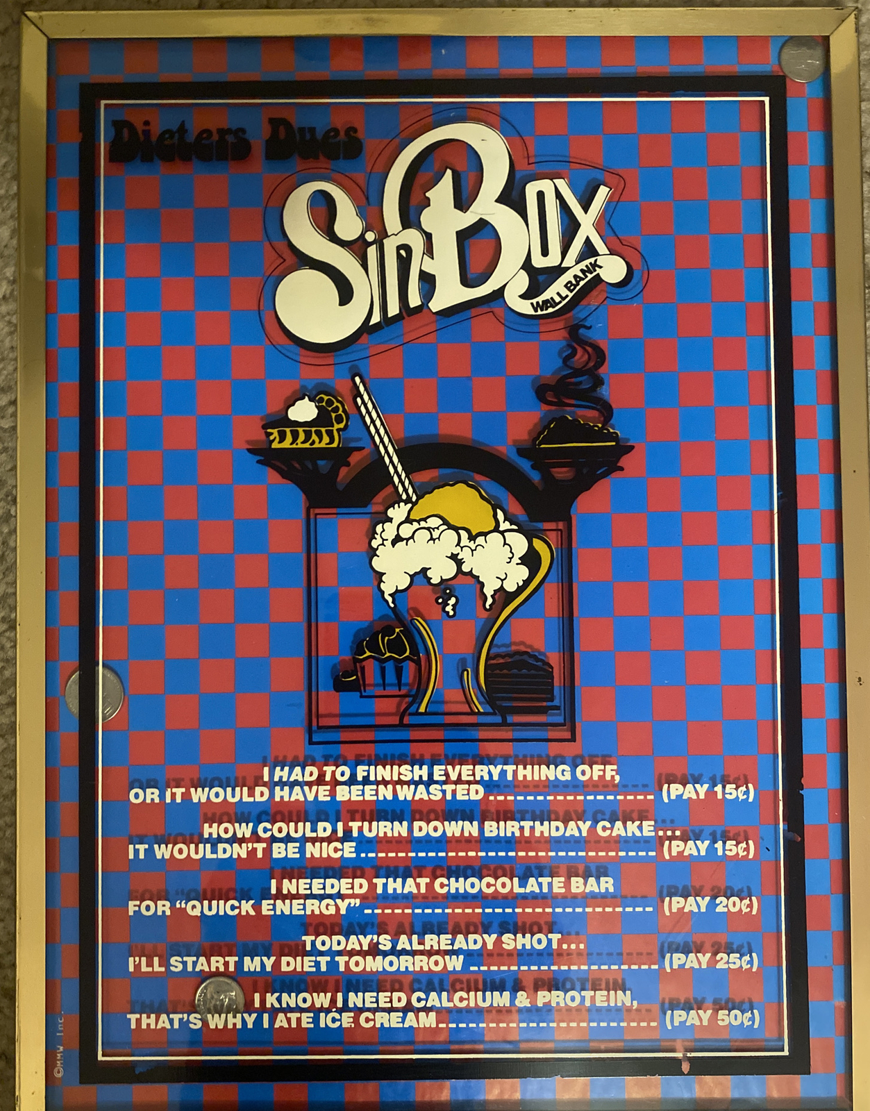 Brytone Mechanical Mirror Works,NYC “Dieters Dues” Sin Box Wall Coin ...