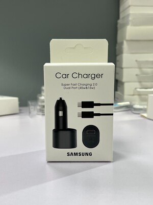  Original Brand New Samsung 45W 2 Port Super Fast Charging Dual Car Charger with