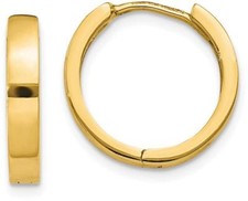 11mm 14K Yellow Gold Hinged Hoop Earrings TM624