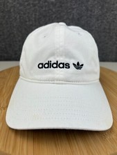 Adidas Trefoil Hat Cap Strapback Adjustable White Logo Spellout Cotton