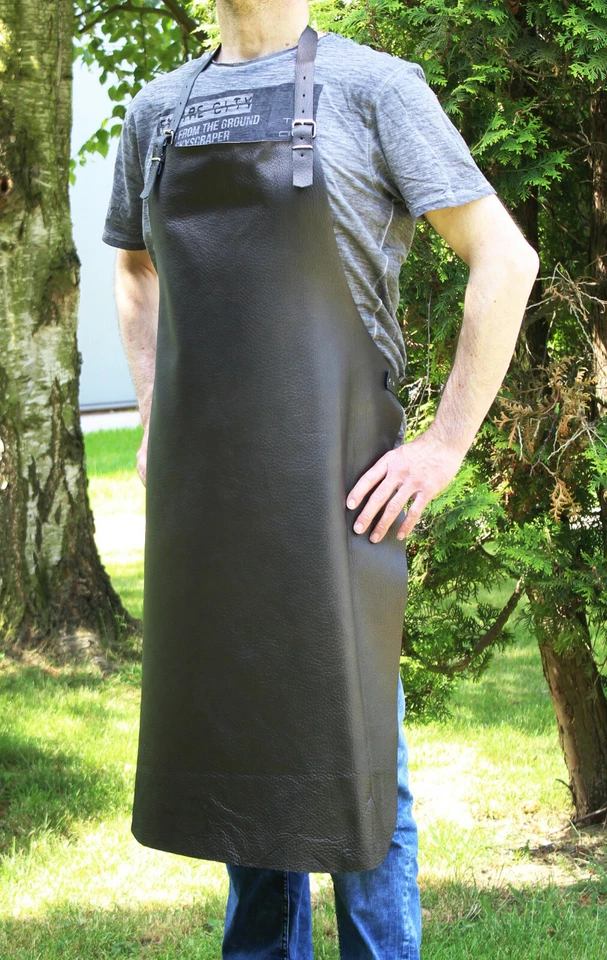 Super Delantal de Parrilla,Auténtico Cuero,Liso Cuero Vaca,Fácil,Negro Especial - Imagen 2 de 4