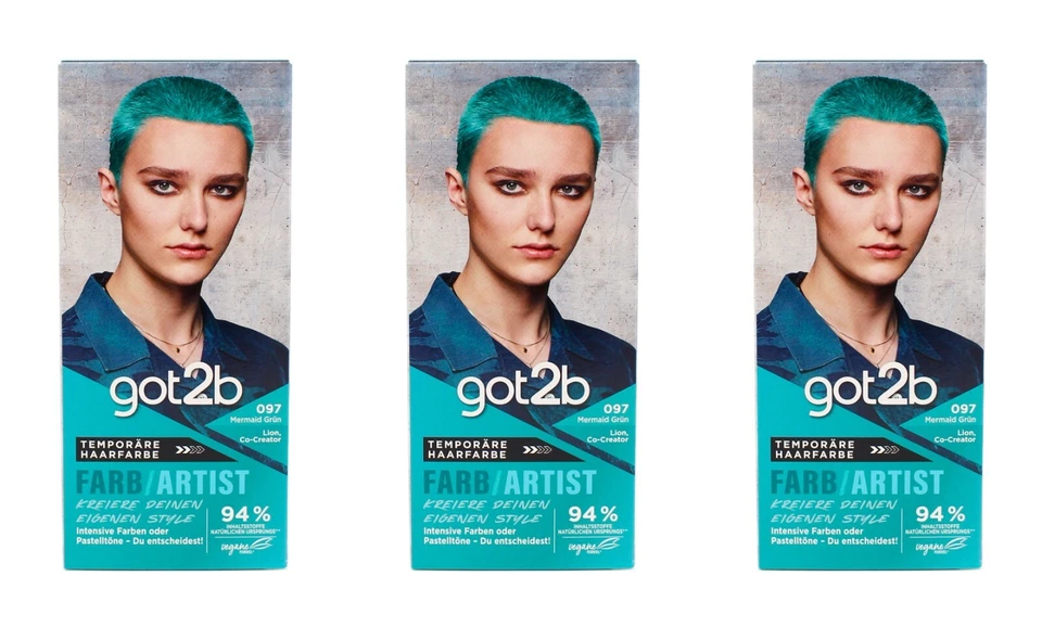 3x got2b Farb/Artist 097 Mermaid Grün Temporäre Haarfarbe , EAN4015100717433 NV