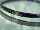 Blue Cloisonne Lovely Colorful Flowers Vintage 70's Thin Bangle Bracelet 586ag1