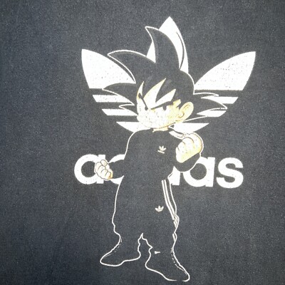 Dragon Ball Z x adidas T Shirt Men Sz M Black Goku Tracksuit