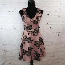 Trixxi Juniors Small (3/5) Fit and Flare Sleeveless Velveteen Rose Pink Dress