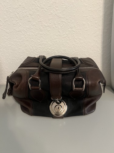 Balenciaga Y2k Doctor Black and Brown Suede Leather Handbag Designer