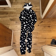 Ladies Fleece All In One Piece Pyjamas Jump Sleep Suit Jumpsuit Size 8-10