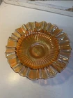 Vintage Ruffled Carnival Glass Bowl Compote Candy Dish 10”