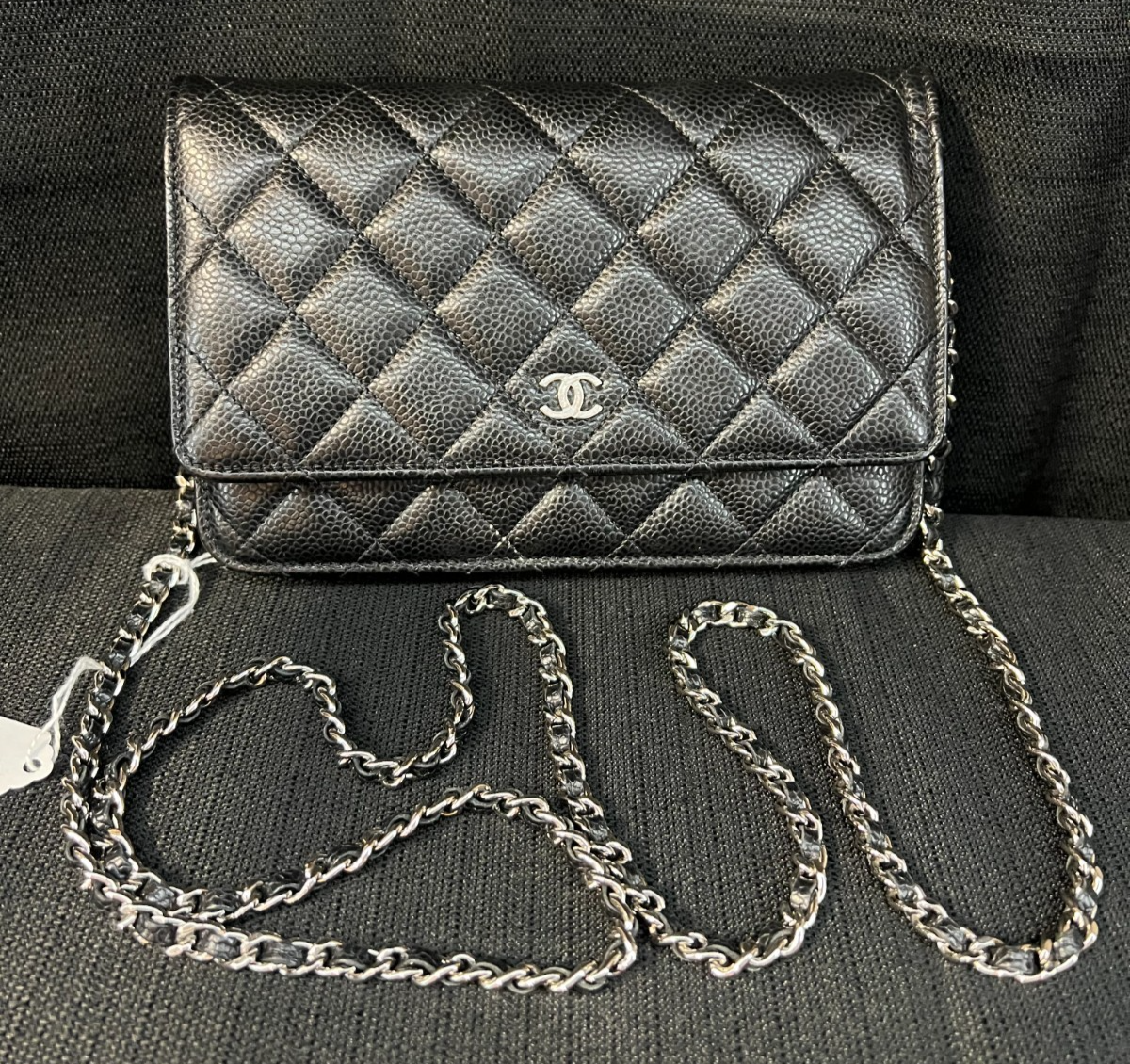 Chanel Caviar Quilted Wallet On Chain WOC Black Crossbody Bag Purse Entrupy COA-image