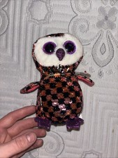 TY Flippables Limited Collection Plush - Checks The Owl NEW with Tags Fast Ship