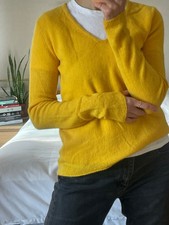 N.PEAL Pullover gelb 100% Kaschmir V-Ausschnitt L
