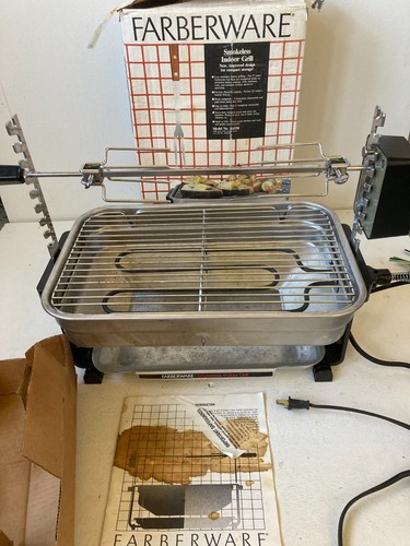 Farberware R4550 Indoor Smokeless BBQ Rotisserie Grill Made In U.S.A. Vintage