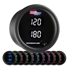 GlowShift 10 Color Digital Dual 300F Temperature Gauge Kit, 2-1/16" 52mm