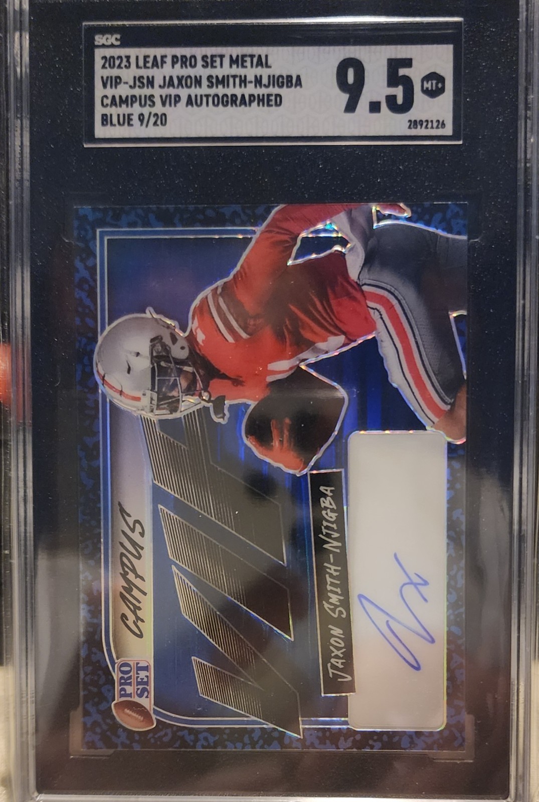 Jaxon Smith-Njigba VIP Autographed Blue 9/20 SGC 9.5 Gem Mint