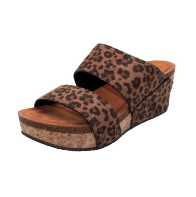 Volatile Vittoria Wedge Sandal Cork Platform Leopard Cheetah Size 9 NEW