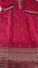 Ethnic Women  s Pink Embroidered Kurta Set Party Wear Size XXL Free Shipping