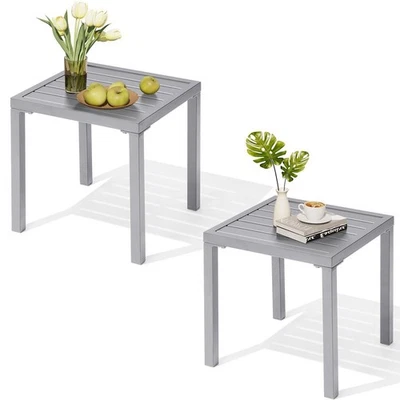 Crestlive Products Outdoor Side Table Set of 2 Small Square Metal End Table - Image 1 of 4