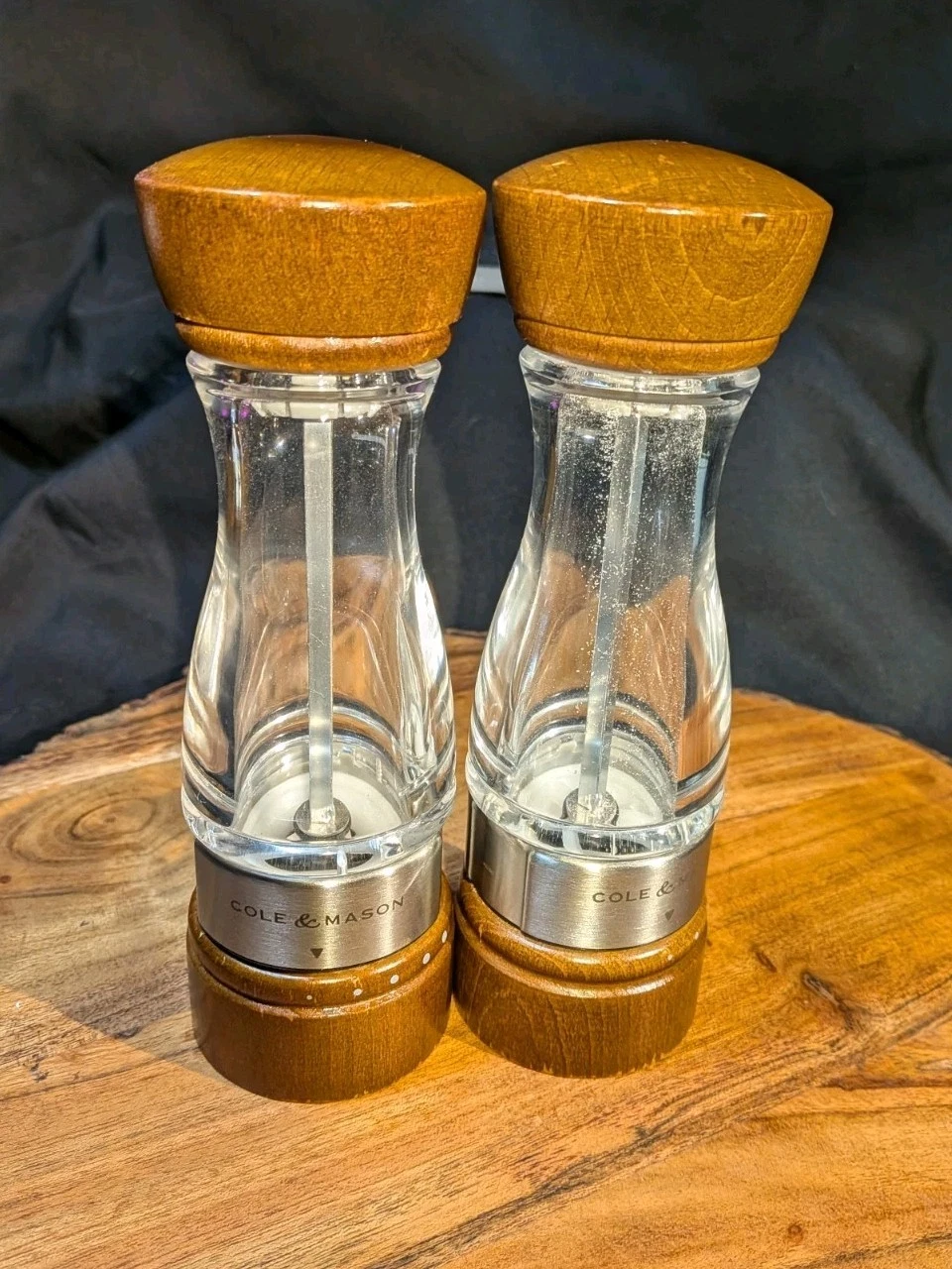 Cole & Mason Wood & Acrylic Salt & Pepper Grinders -7"