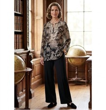 Oscar de la Renta Top Womens 6 Floral Silk Sheer Embroidered Old money