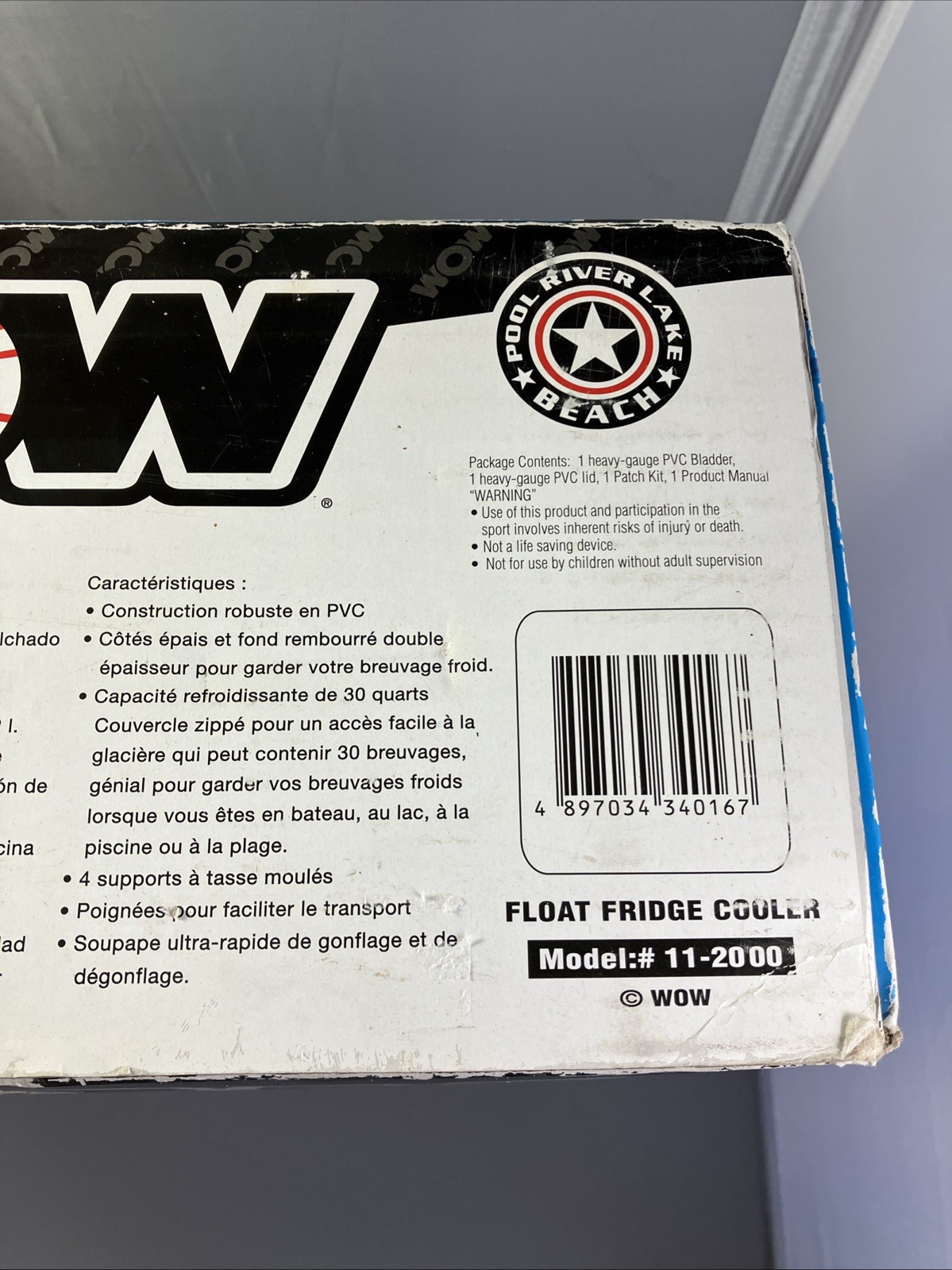 WOW Sports Floating Fridge and Cooler For Beverages By The Pool (11-2000) New