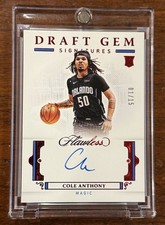 2020-21 Panini Flawless Cole Anthony Rookie Draft Gem Signatures Auto Ruby 01/15