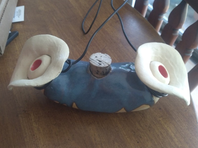 Artisan Clay Handmade  Hummingbird Feeder With Wire Hanger