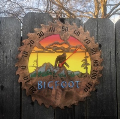 Bigfoot Sawblade Thermometer Rustic Copper Sasquatch Custom Made Indoor Outdoor
