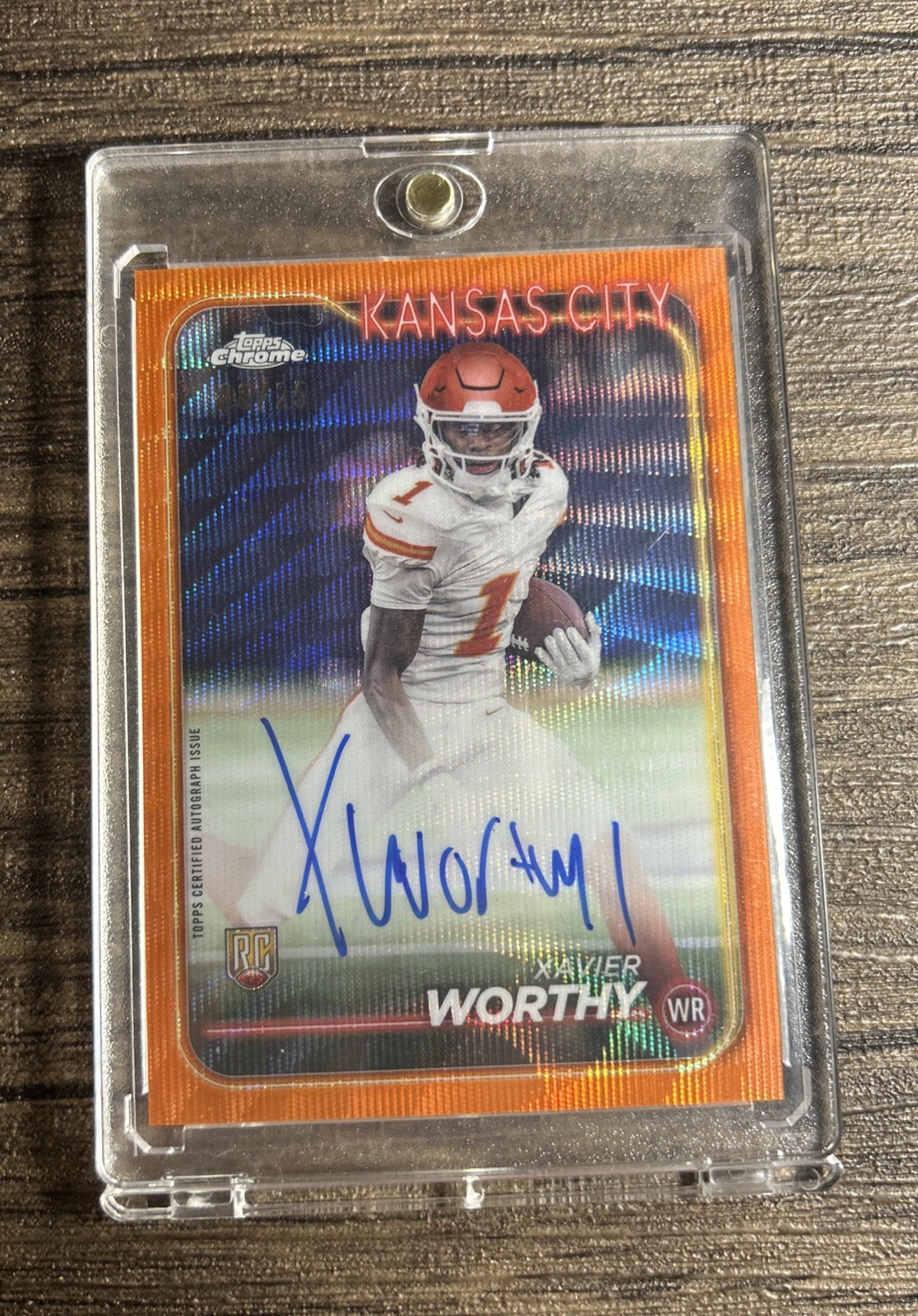 2024 Topps Chrome Orange Wave Xavier Worthy Auto /25