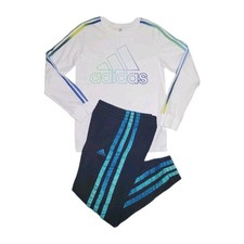 Adidas Youth Large Blue Tie-dyed 3S Fleece Joggers  Long Sleeve T-shirt Outfit