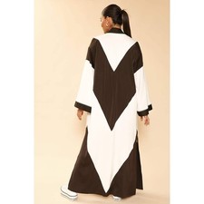 Miss Sparkling Chevron Kimono in Black and White Big Long Textured Satin Duster