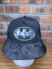 Batman Logo Black Camo Bill Mesh SnapBack Men  s Small/Medium Hat