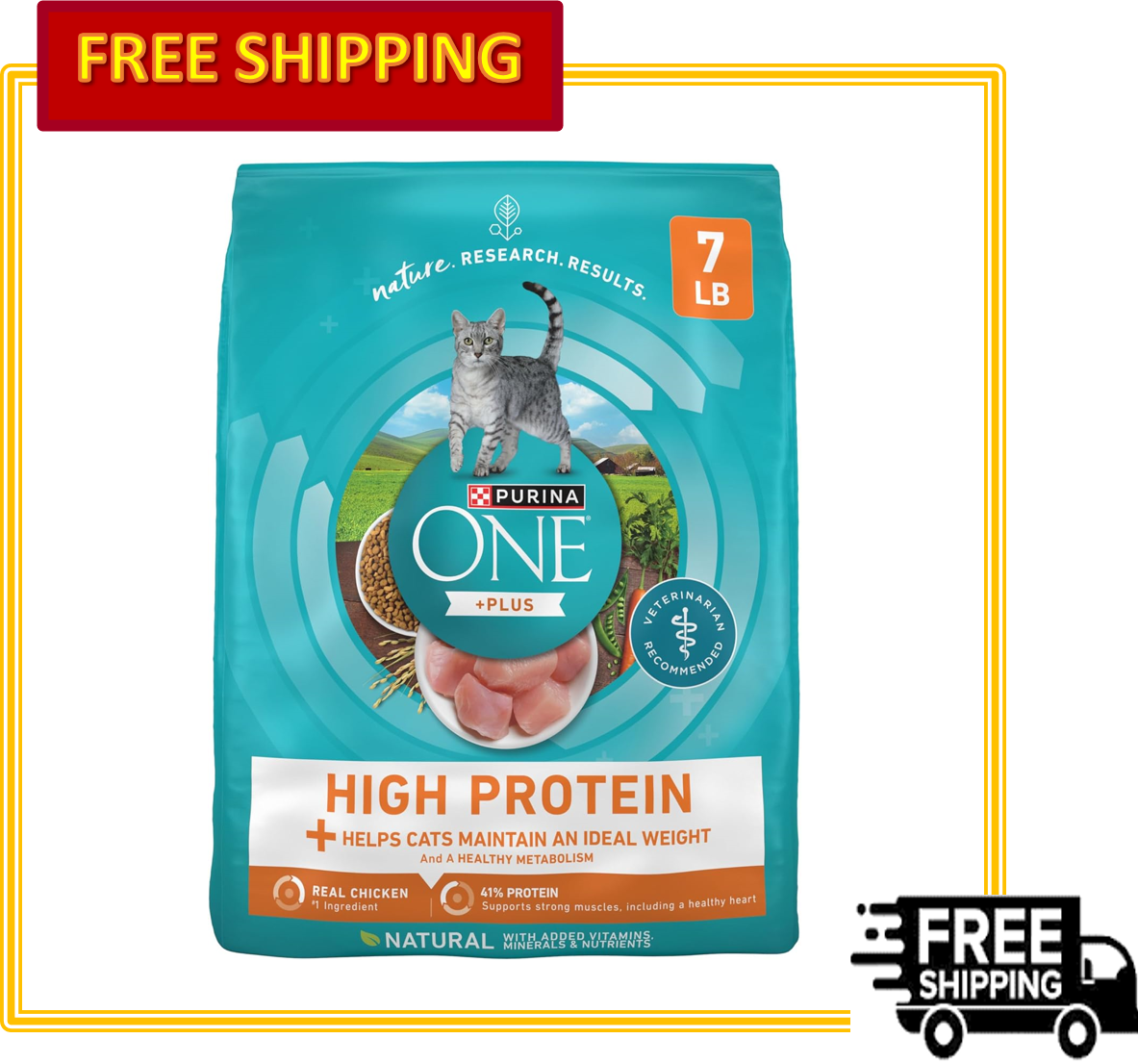 Purina ONE High Protein, Healthy Plus Ideal With Chicken Dry Cat Food, 7 lb  Bag | eBay
