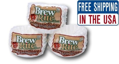 Brew Rite 4 Cup Coffee Basket Disposable Filters - 600 Ct - 3 x 200