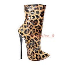 Women 16cm High Heels Short Boot Pointed Toe Side Zipper Ankle Boots Booties
