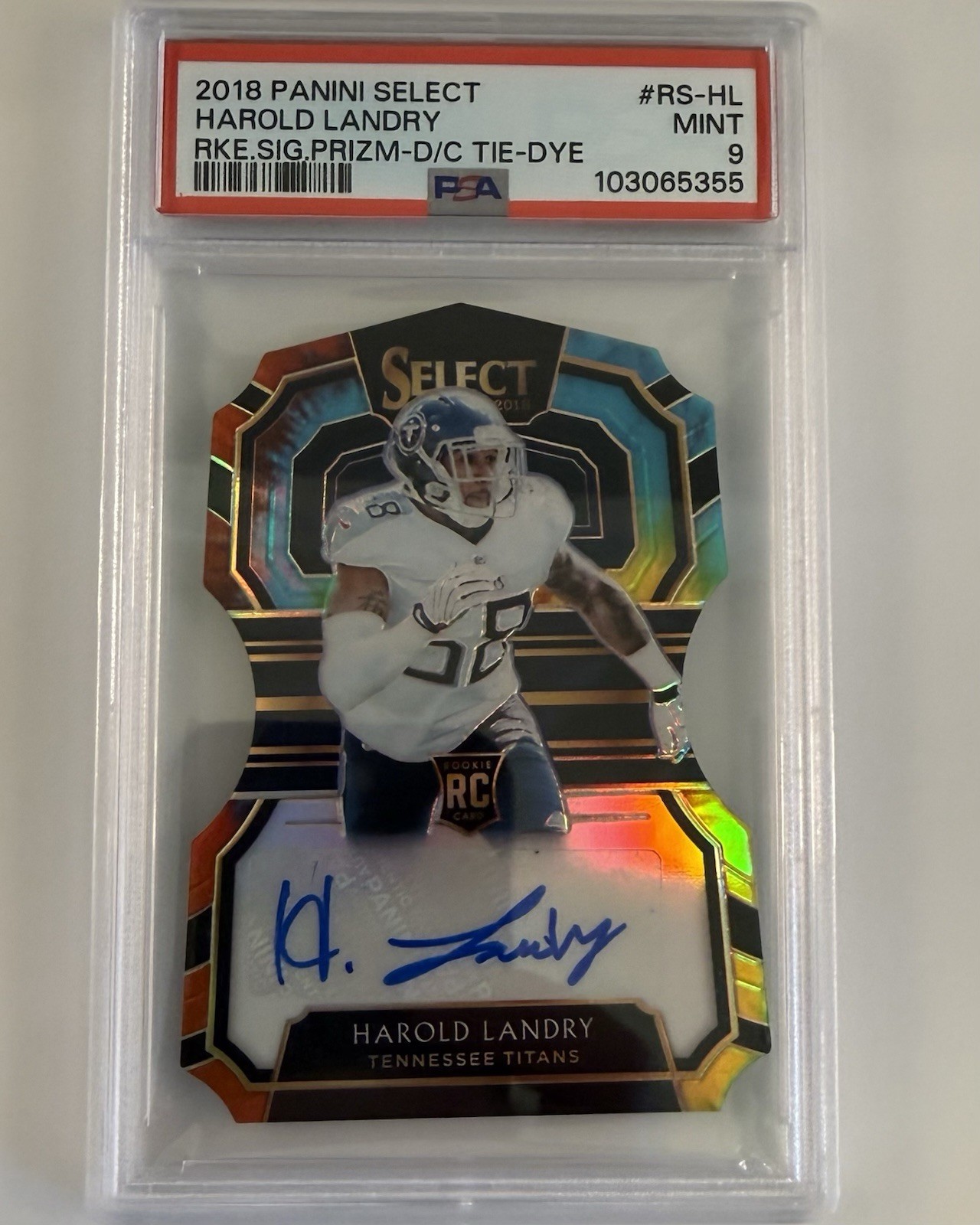 Harold Landry Panini Select Rookie Signature Prizm #RSHL Die-Cut Tie-Dye