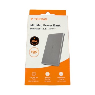 Qq3O TORRAS - Slim MiniMag Wireless Magsafe Power Bank 5000mAh - Titanium Gray
