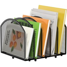 5-Section Desk File Organizer, Vertical Desktop File Holder Mail Sorter File ...
