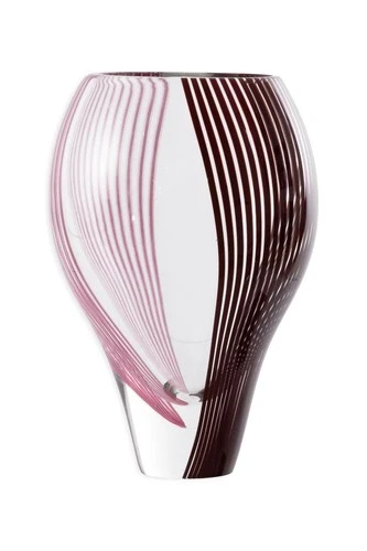 Lino Tagliapietra - Murano Glass Vase Cranberry Ribbon Design, 1984 Signed 36/10