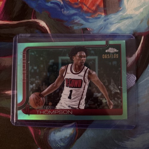 Amen Thompson Aqua Basketball Refractor /199 2025-26 Topps Chrome #17 Rockets