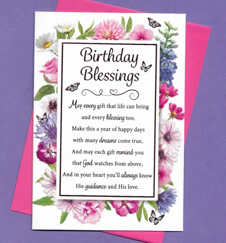 Birthday Blessing Card Religious Prayer Friend Female Woman Ladies Lady 19x13cm