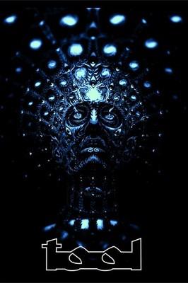 Heavy Metal Poster Dark Blue Fractal Face Psychedelic Vision Art Print 24x36