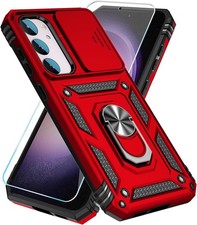 Samsung Galaxy S23 Plus Case with HD Screen Protector Kickstand, Red