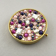 Estee Lauder Compact Amethyst Treasure Powder Mirror Pink Purple Jewel Gem