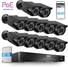 ZOSI 4K H.265 16CH PoE Security Camera System 12x 8MP Outdoor PoE IP Cameras 4TB